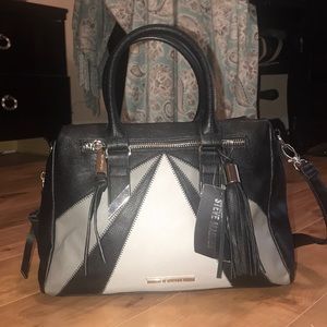 Steve Madden Black purse with gray patchwork